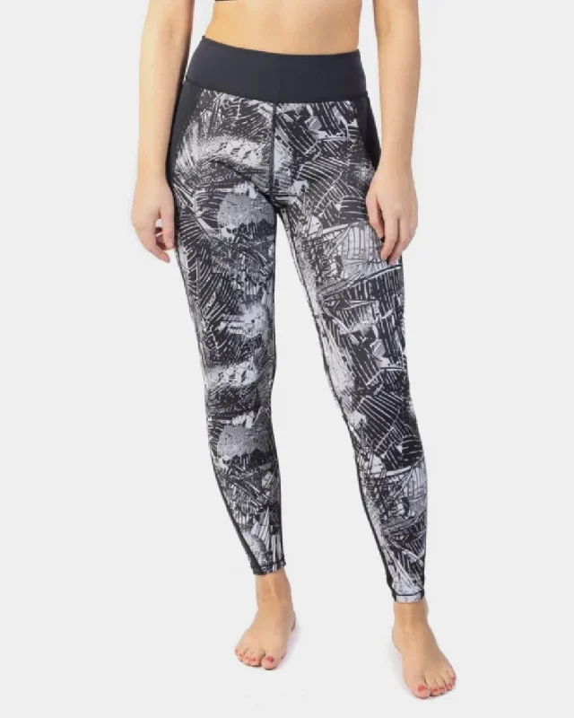 Luna 7 Leggings in Broken Palm & Black Trendy Ombre Effect Leggings