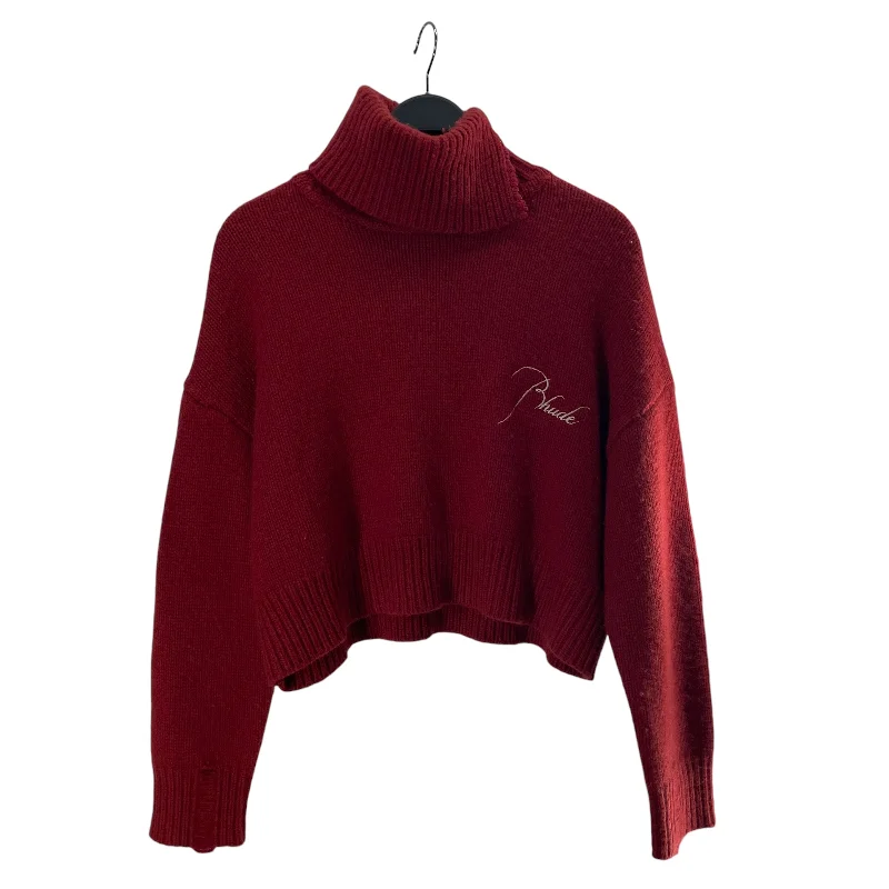 RHUDE/Heavy Sweater/L/Wool/RED/A/W 2021 WOOL CROP SWEATER Terry Blend Velvet Blend Canvas Blend