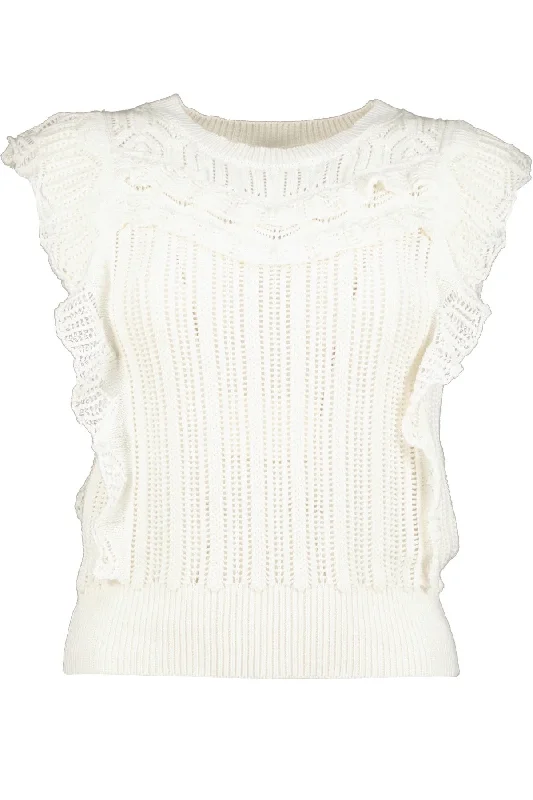 Bishop & Young Stella Crochet Sweater Tank WHITE Elegant Classic Vintage