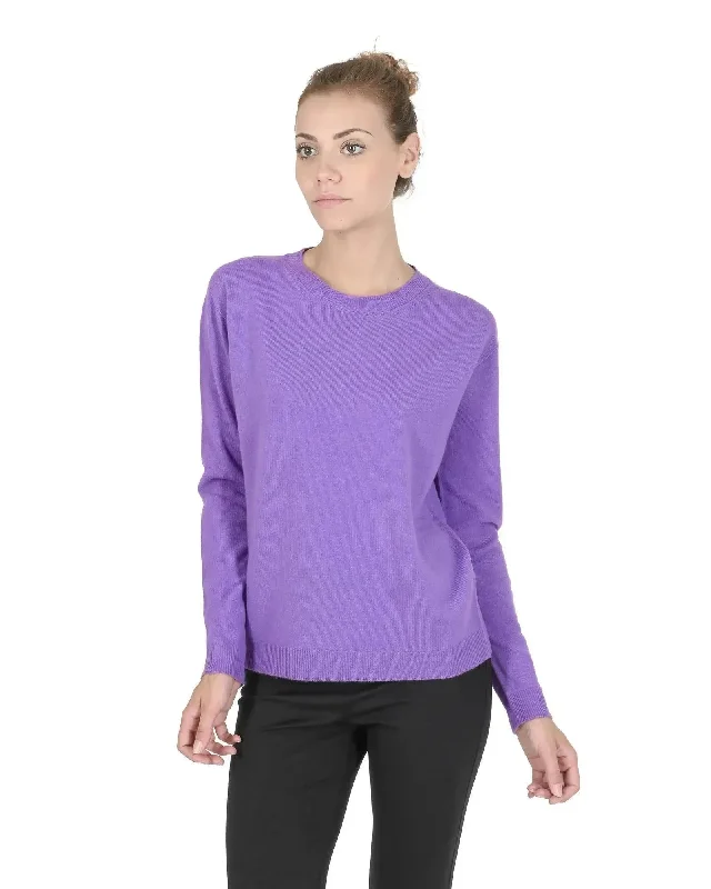 Crown of Edinburgh Cashmere Women's Premium Italian Cashmere Women Sweater in Lavanda - 40 EU High Neck Crew Neck V-Neck