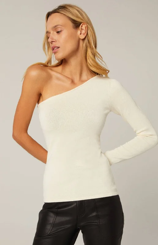 Tashin Asymetric Sweater | Ivory High Neck Crew Neck V-Neck