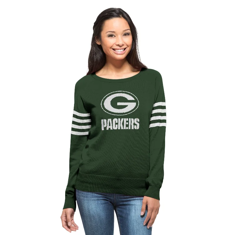 Green Bay Packers Drop Needle Women's Pine Green Sweater Zippered Buttoned Snapped