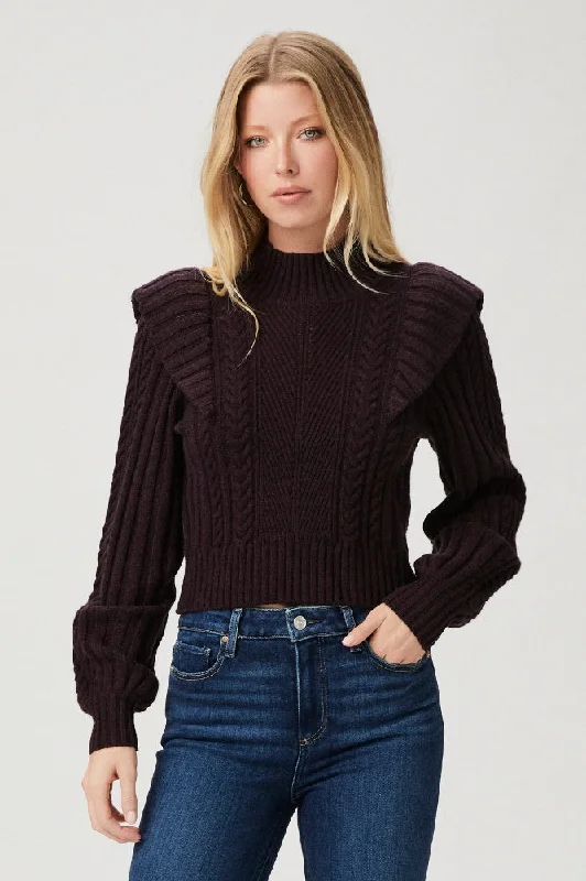 Paige Kate Sweater in Black Cherry Fitted Slim Tailored