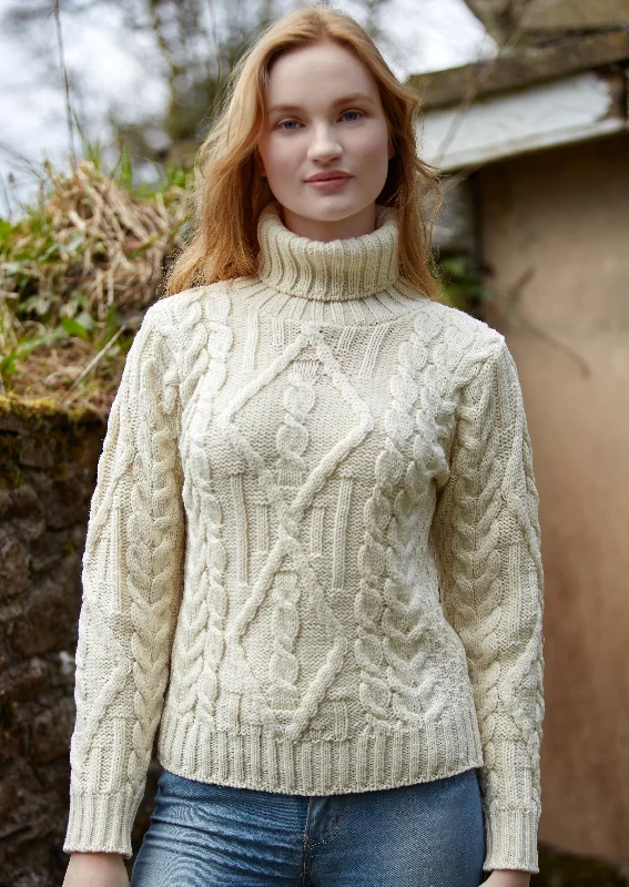 Aran Turtle Neck Sweater | Natural Layered Multi-layer Single Layer