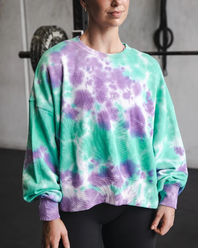 MVP Oversized Sweater - Cockatoo-Tie Dye Hooded Sweater Collared Sweater Shawl Collar