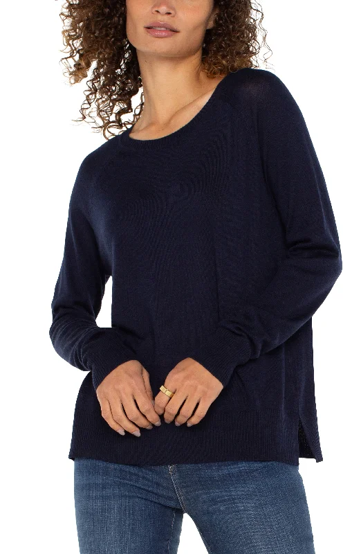 RAGLAN SWEATER WITH SIDE SLITS Chenille Blend Fleece Blend Nylon Blend