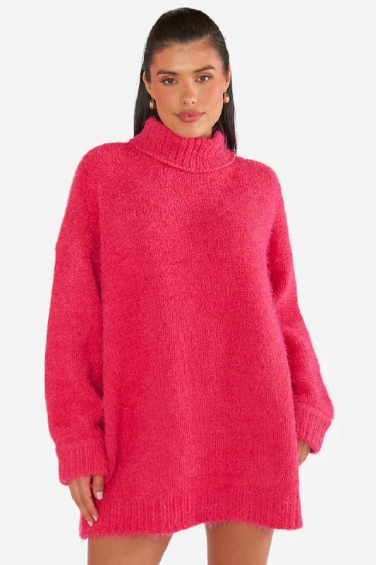 Show Me Your Mumu Timmy Tunic Sweater in Pink Rose Knit Oversized Loose Flowy