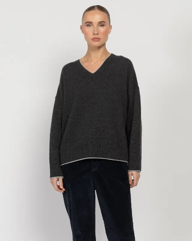 V-Neck Sweater Chenille Blend Fleece Blend Nylon Blend