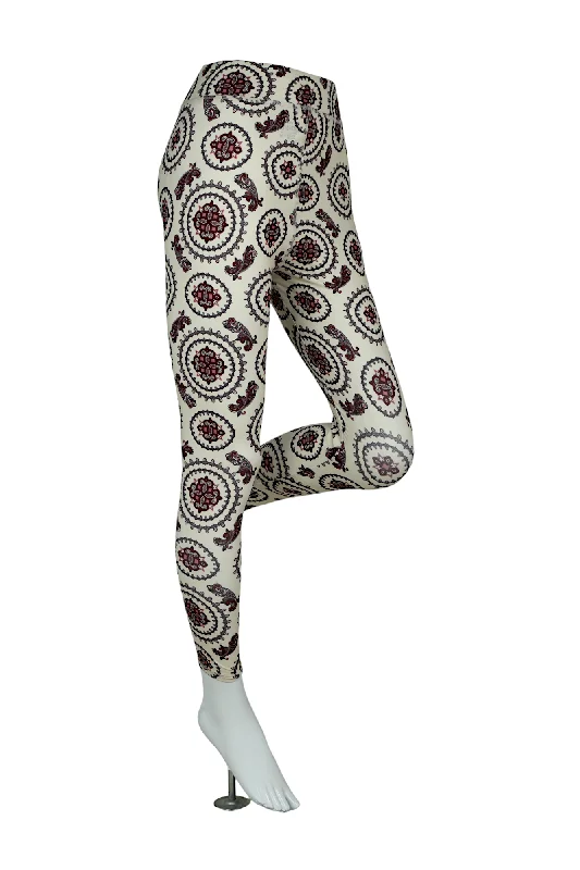 Women High-Rise Printed Leggings 80053 (BEIGE) Comfortable Workout Fitness Leggings