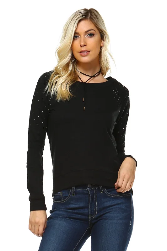 Women's Sweater with Stud Detail Seamless Knitted Crochet