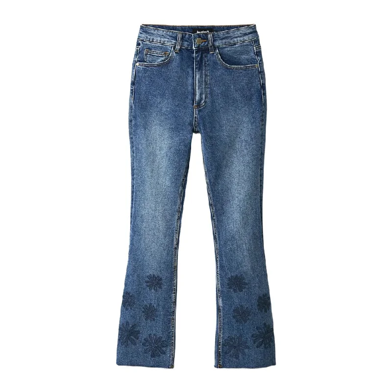 Blue Cotton Jeans & Pant Trendy Button-Up High-Waist Jeans