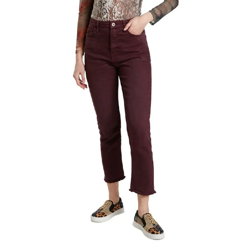 Bordeaux Cotton Jeans & Pant Fashionable Cropped Denim Jeans