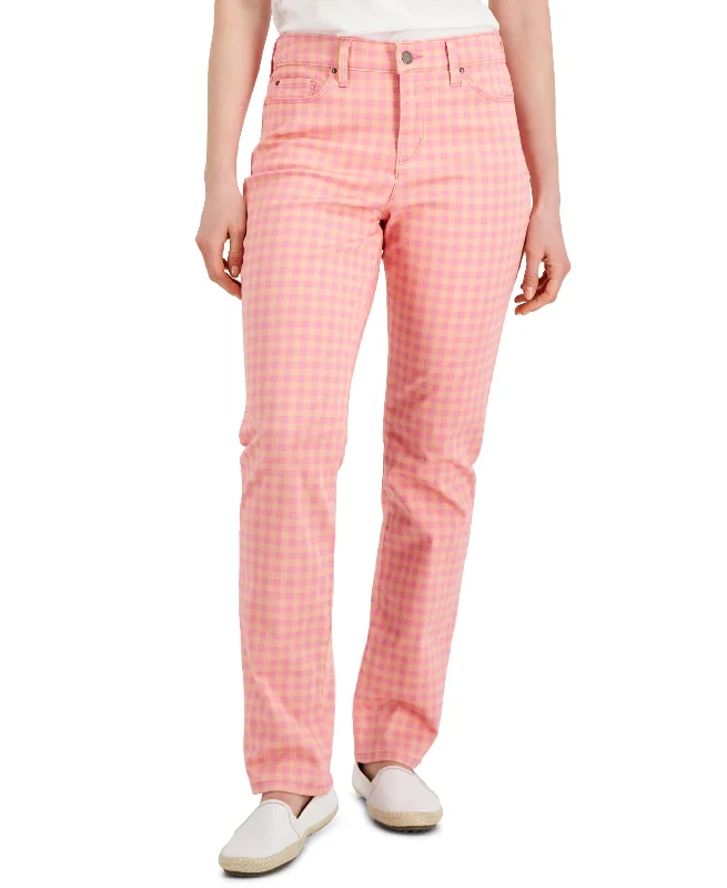 Charter Club Lexington Gingham Jeans Fashionable Straight Cut Jeans