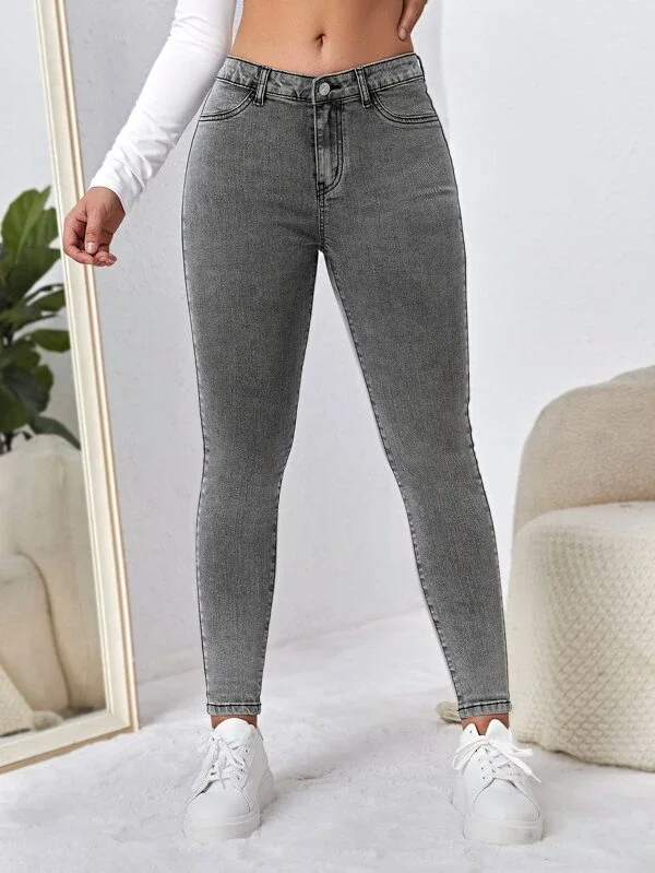 TANDUL  Women Regular Mid Rise Grey Jeans Stylish High-Waist Jeans