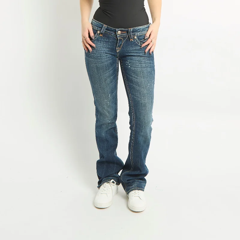 Embellished Detail Straight Leg Jeans - UK 8 Trendy Vintage Denim Jeans