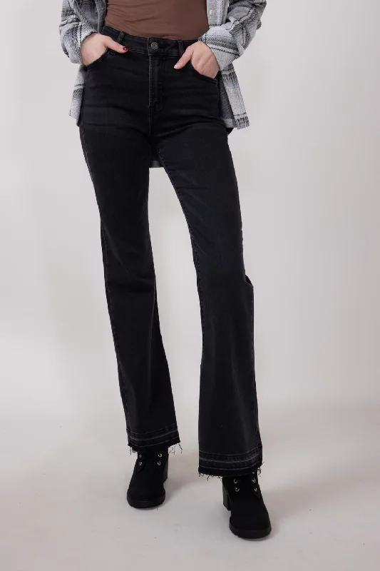 Hidden High Rise Let Out Happi Flare Jeans for Women in Black | HD3181-BLK Casual High-Waisted Bootcut Jeans