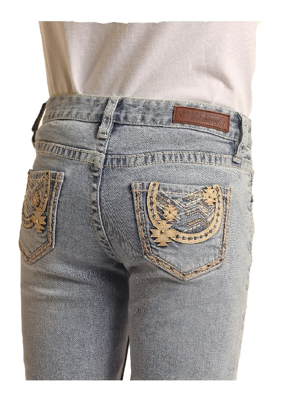 Horseshoe Embroidered Jeans by Rock & Roll Trendy Classic Fit Jeans