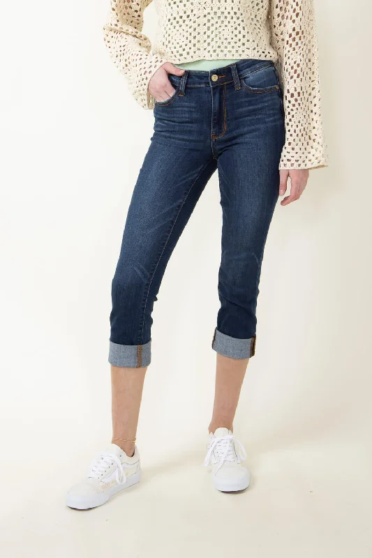 Judy Blue Mr Vintage Cuff Capri Skinny Jeans for Women | 72115REG Comfortable Ankle Jeans