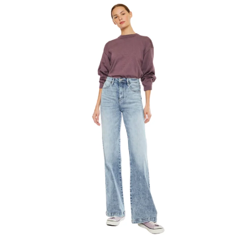 Roxana Ultra High Rise 90's Flare Jeans - KC7889M-OP Comfortable Dark Wash Jeans