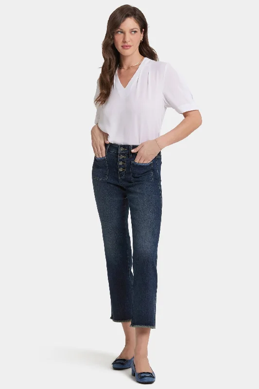 Marilyn Straight Ankle Jeans In Petite - Lotus Gardens Comfortable Ankle Jeans