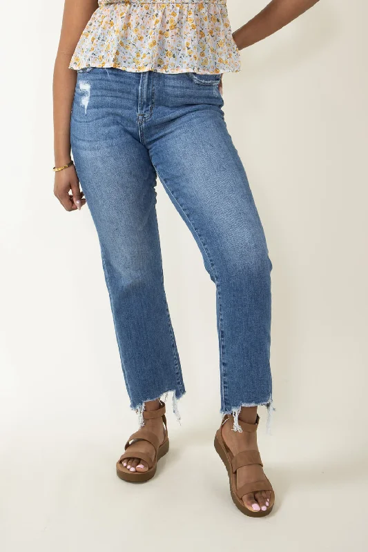 Mica High Rise Straight Crop Jeans for Women | MDP-T1280 Elegant Wide-Leg Jeans