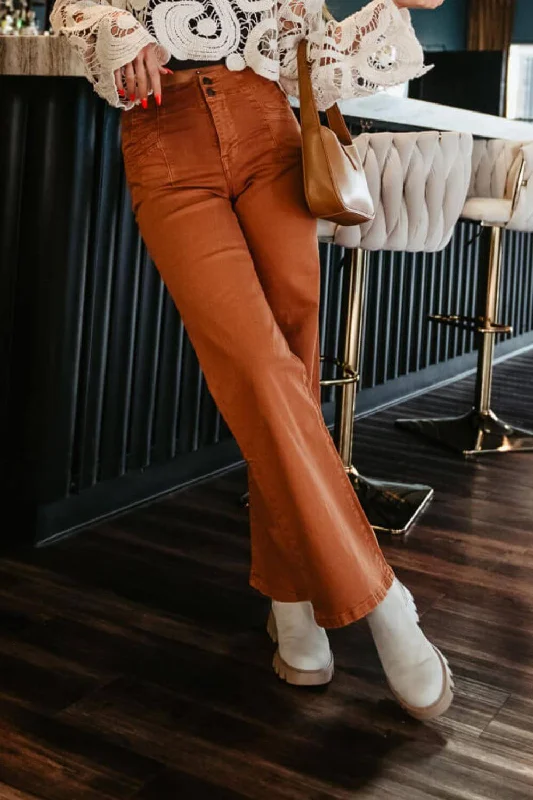 Mica High Rise Wide Leg Jeans for Women in Rustic Orange | MDP-W506CM Fashionable Jeggings Style Jeans