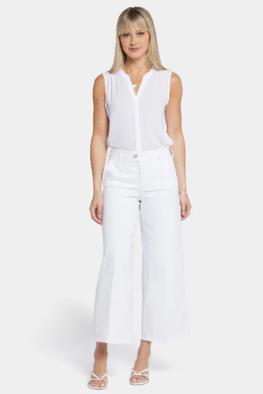 Mona Wide Leg Trouser Ankle Jeans  - Optic White Comfortable Full-Length Denim Jeans