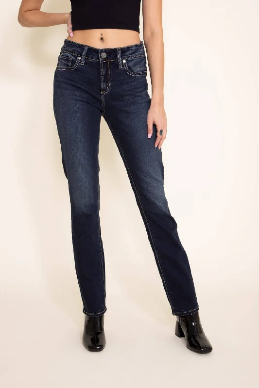 Silver Jeans Elyse Straight Jeans for Women | L03403EDB441 Chic Double Waistband Jeans