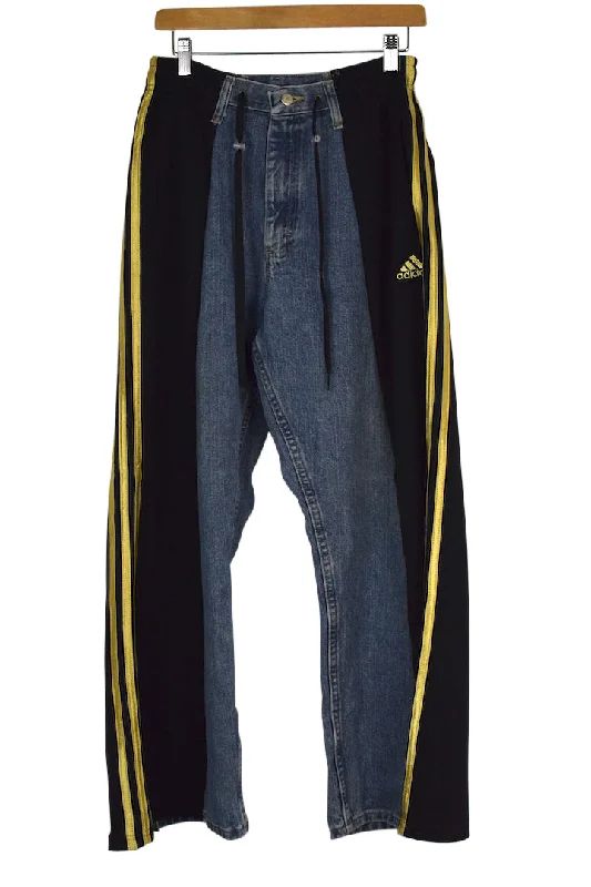 Reworked Adidas Brand Track Jeans Classic Blue Denim Jeans