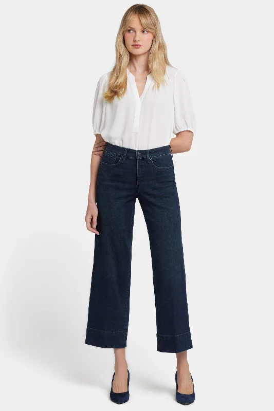 Teresa Wide Leg Ankle Jeans - Obsidian Blue Fashionable White Denim Jeans