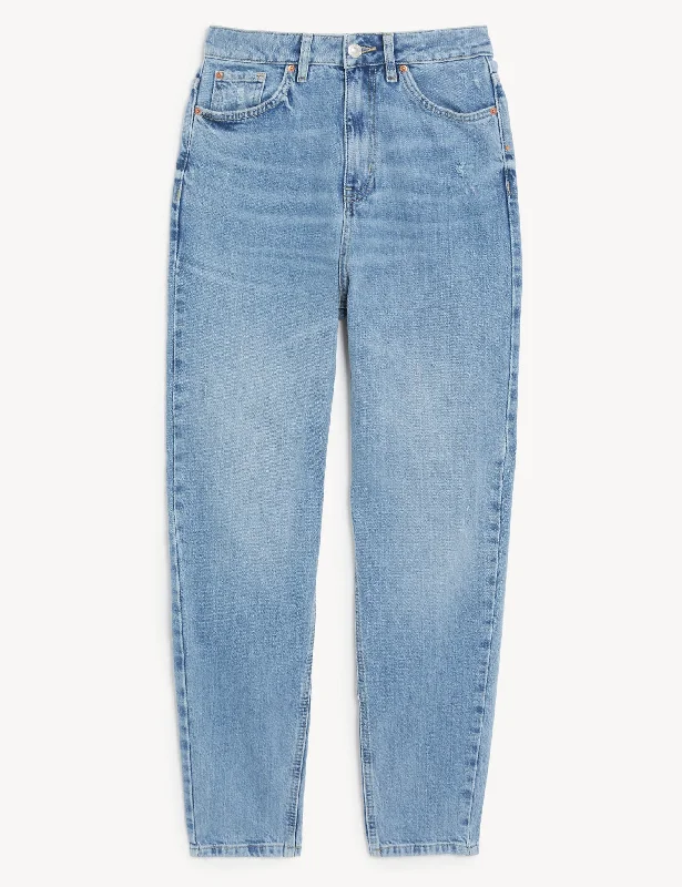 The Mom Jeans Fashionable Raw Hemmed Jeans