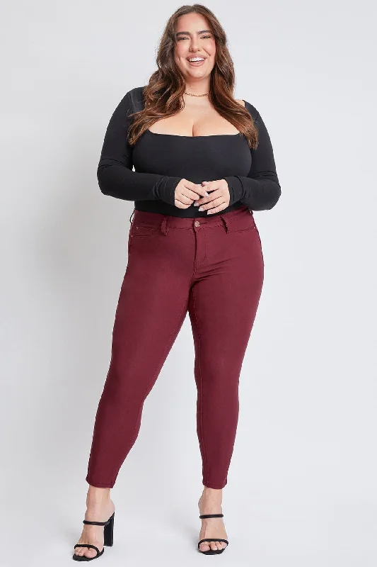 Women's Plus Size Hyperstretch Skinny Jeans, Dark Rose Cozy Wide-Legged Jeans