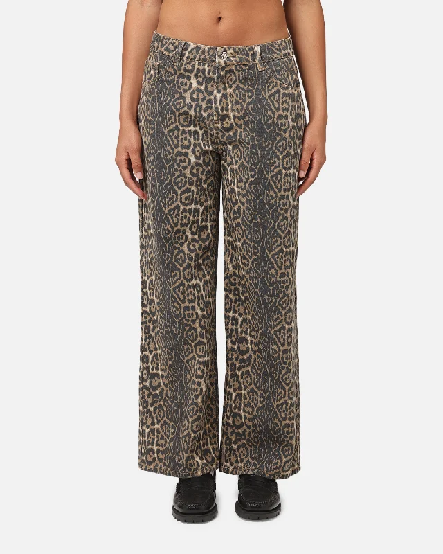 XXIII Women's Leopard Wide Leg Jeans Leopard Comfortable Stretch Fit Jeans